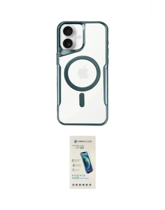 ieg™ iPhone 16 Plus Kılıf Yadigar Klasik Özel Seri - Şeffaf Pasifik Cam Ekran Koruyucu