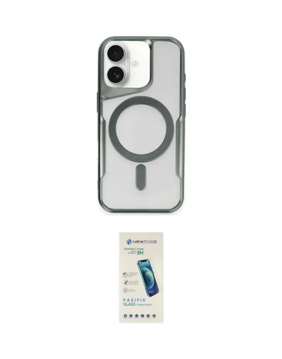 ieg™ iPhone 16 Plus Kılıf Yadigar Klasik Özel Seri - Şeffaf Pasifik Cam Ekran Koruyucu