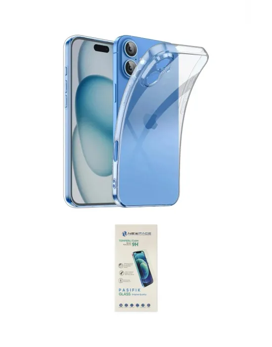 ieg™ iPhone 16 Plus Kılıf Zirve Doku - Şeffaf Pasifik Cam Ekran Koruyucu