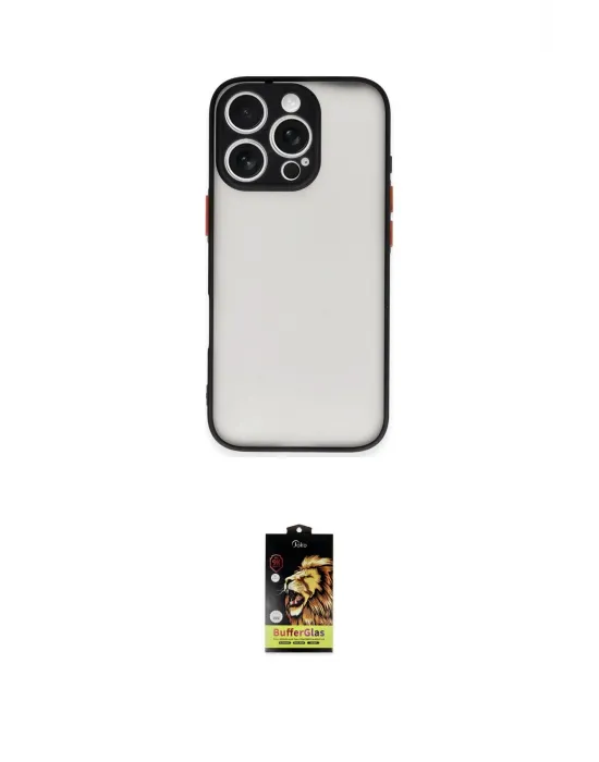 ieg™ iPhone 16 Pro Kılıf Ahenk Çizgi Serisi - Siyah Buffer Cam Ekran Koruyucu
