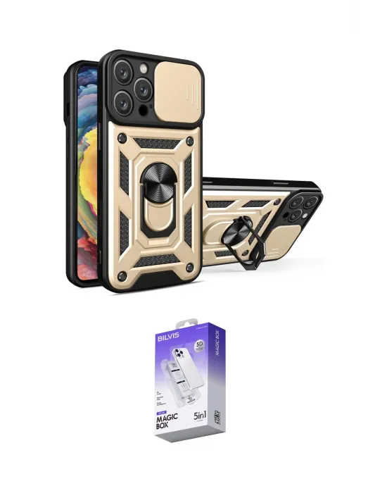 ieg™ iPhone 16 Pro Kılıf Ahenk Klasik - Siyah Bilvis 5in1 3D Magic Cam Ekran Koruyucu