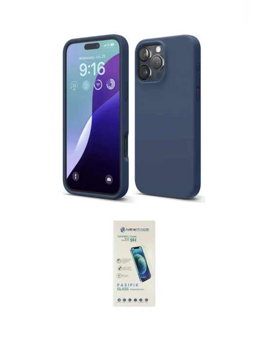 ieg™ iPhone 16 Pro Kılıf Ahenk Serisi - Şeffaf Pasifik Cam Ekran Koruyucu