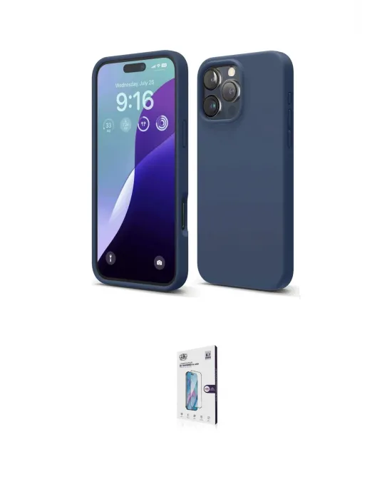 ieg™ iPhone 16 Pro Kılıf Ahenk Serisi - Siyah Bilvis 0.18mm Plus Cam Ekran Koruyucu
