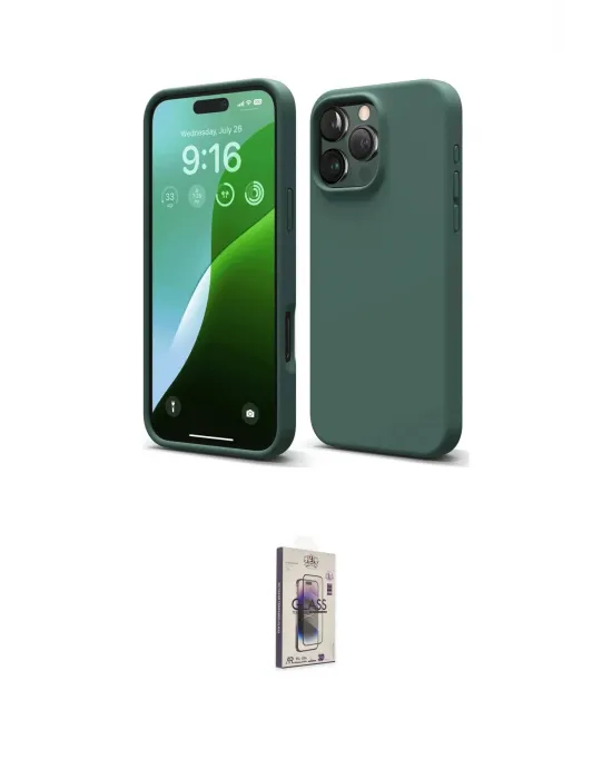 ieg™ iPhone 16 Pro Kılıf Ahenk Serisi - Siyah Bilvis 3D Cam Ekran Koruyucu