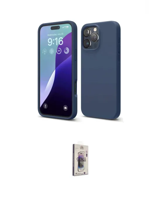 ieg™ iPhone 16 Pro Kılıf Ahenk Serisi - Siyah Bilvis 3D Cam Ekran Koruyucu