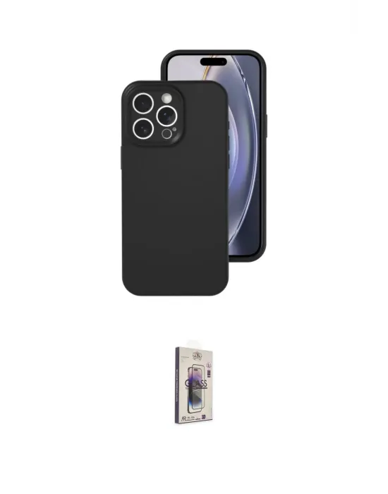 ieg™ iPhone 16 Pro Kılıf Ahenk Serisi - Siyah Bilvis 3D Cam Ekran Koruyucu