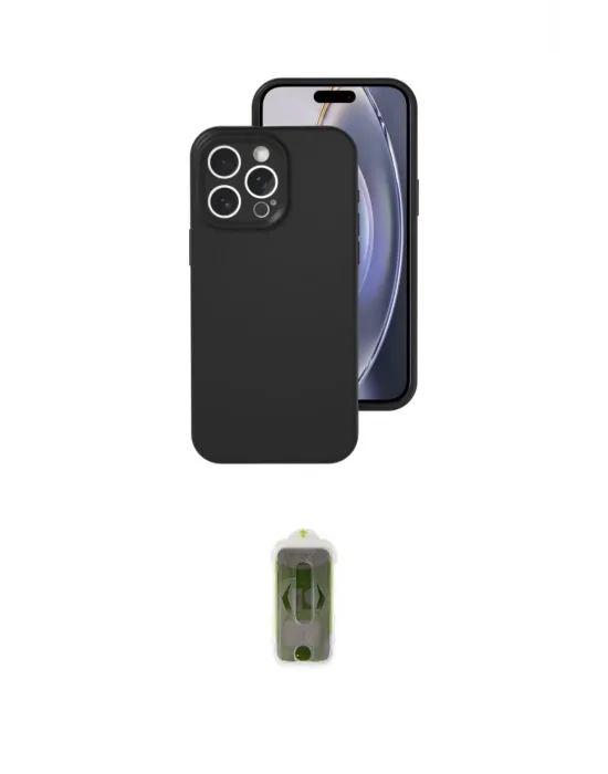 ieg™ iPhone 16 Pro Kılıf Ahenk Serisi - Siyah Joko Magic 5D Hayalet Cam