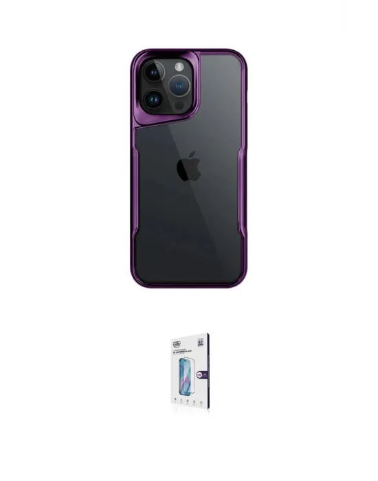 ieg™ iPhone 16 Pro Kılıf Akış Çizgi Koleksiyonu - Siyah Bilvis 0.18mm Plus Cam Ekran Koruyucu