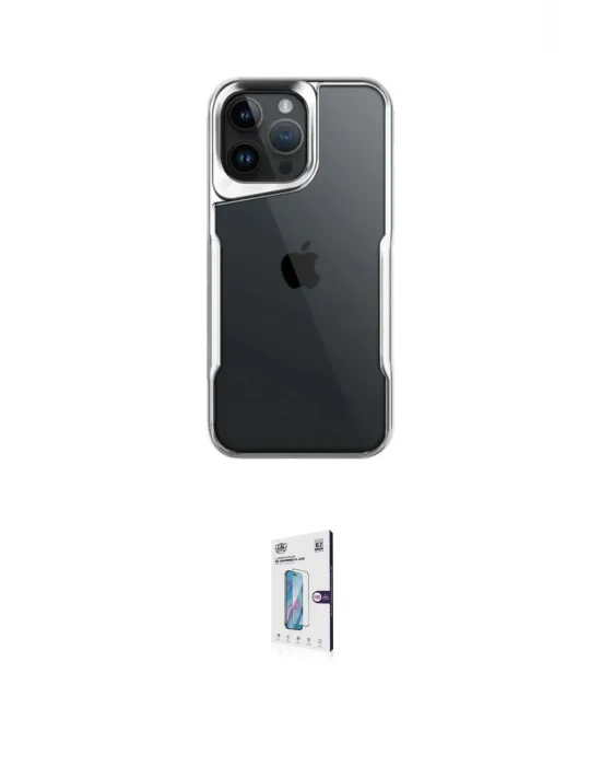 ieg™ iPhone 16 Pro Kılıf Akış Çizgi Koleksiyonu - Siyah Bilvis 0.18mm Plus Cam Ekran Koruyucu
