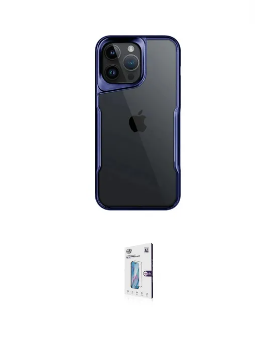ieg™ iPhone 16 Pro Kılıf Akış Çizgi Koleksiyonu - Siyah Bilvis 0.18mm Plus Cam Ekran Koruyucu