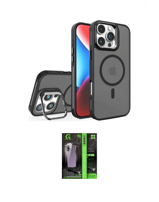 ieg™ iPhone 16 Pro Kılıf Akış Form - Şeffaf 360 Full Body Arka Koruyucu