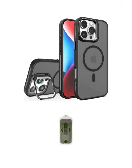 ieg™ iPhone 16 Pro Kılıf Akış Form - Siyah Joko Magic 5D Hayalet Cam