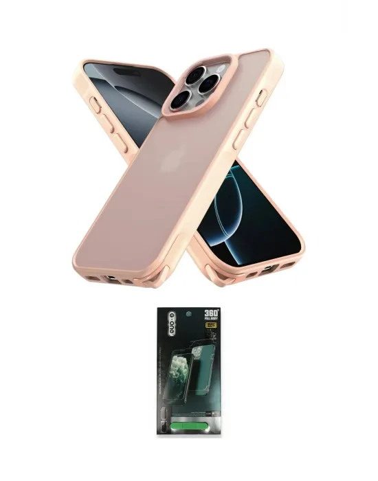 ieg™ iPhone 16 Pro Kılıf Atlas Form - Siyah 360 Mat Full Body Arka Koruyucu