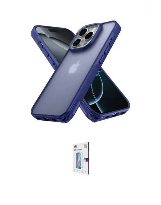 ieg™ iPhone 16 Pro Kılıf Atlas Form - Siyah Bilvis 0.18mm Plus Cam Ekran Koruyucu