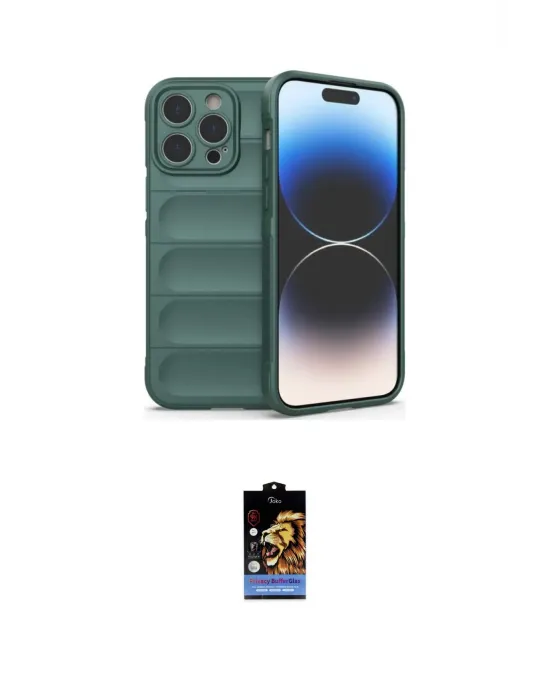 ieg™ iPhone 16 Pro Kılıf Atlas Koleksiyonu - Siyah Buffer Hayalet Cam Ekran Koruyucu