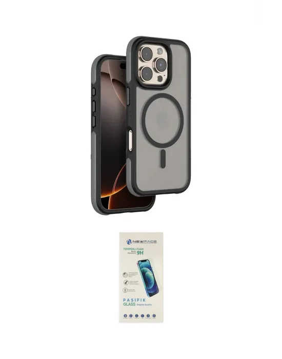 ieg™ iPhone 16 Pro Kılıf Çekirdek Minimal Prime - Şeffaf Pasifik Cam Ekran Koruyucu