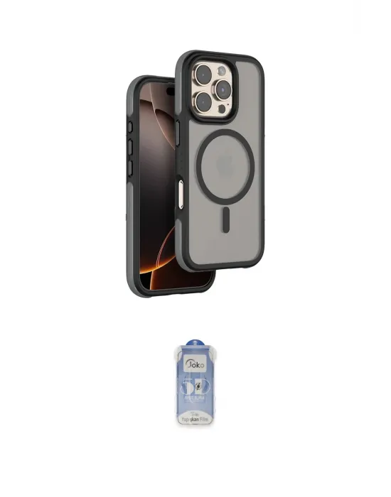 ieg™ iPhone 16 Pro Kılıf Çekirdek Minimal Prime - Siyah Joko Magic 5D Cam