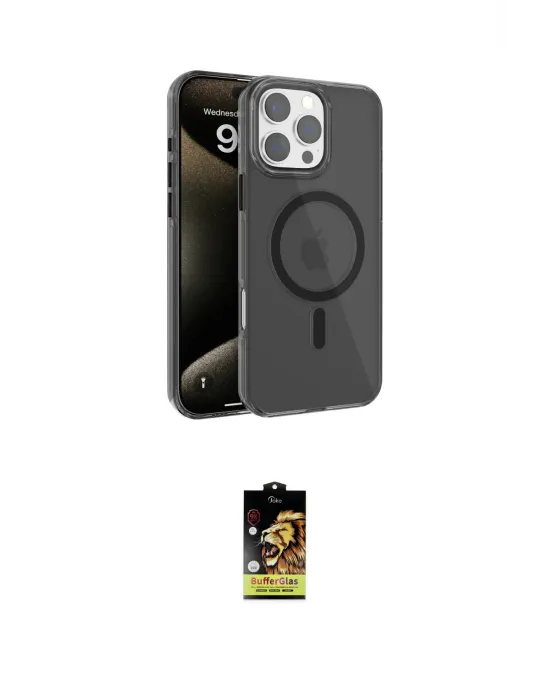 ieg™ iPhone 16 Pro Kılıf Doruk Doku Özel Seri - Siyah Buffer Cam Ekran Koruyucu