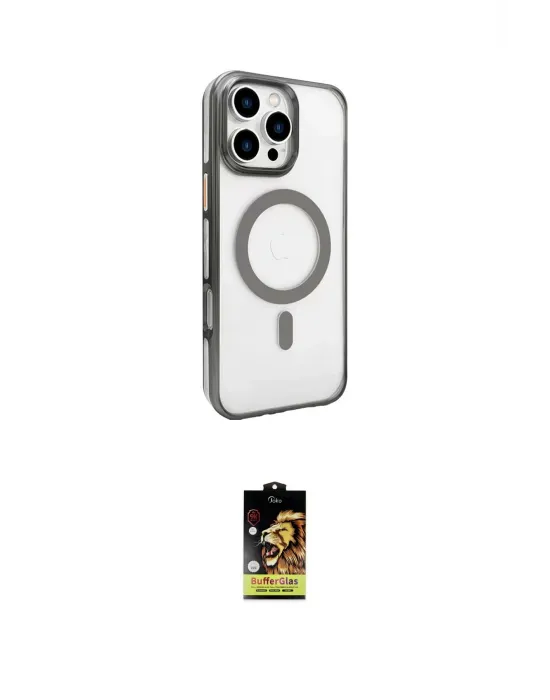 ieg™ iPhone 16 Pro Kılıf Doruk Doku Özel Seri - Siyah Buffer Cam Ekran Koruyucu