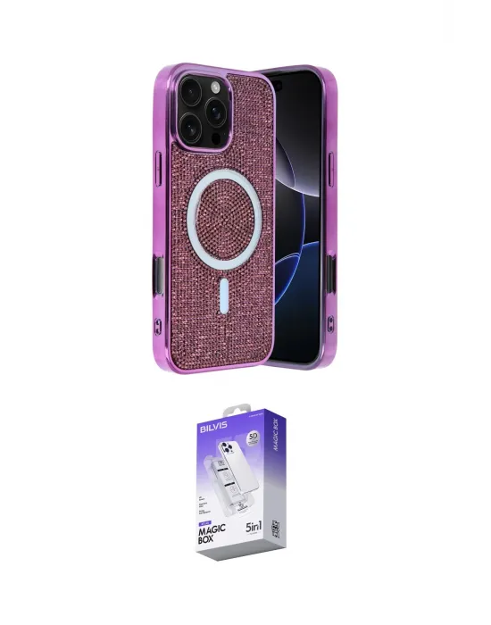 ieg™ iPhone 16 Pro Kılıf Eksen Çizgi - Siyah Bilvis 5in1 3D Magic Cam Ekran Koruyucu