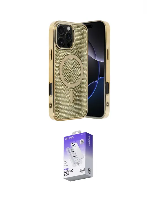 ieg™ iPhone 16 Pro Kılıf Eksen Çizgi - Siyah Bilvis 5in1 3D Magic Cam Ekran Koruyucu