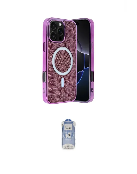 ieg™ iPhone 16 Pro Kılıf Eksen Çizgi - Siyah Joko Magic 5D Cam