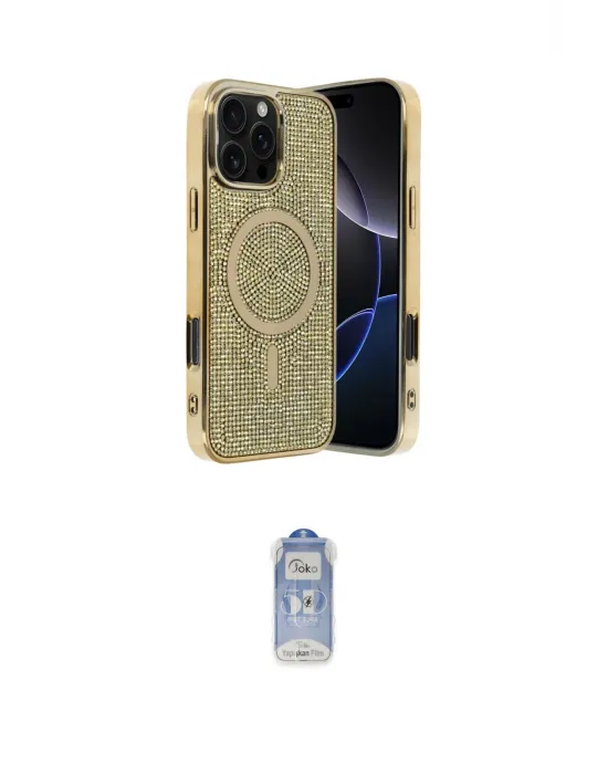 ieg™ iPhone 16 Pro Kılıf Eksen Çizgi - Siyah Joko Magic 5D Cam
