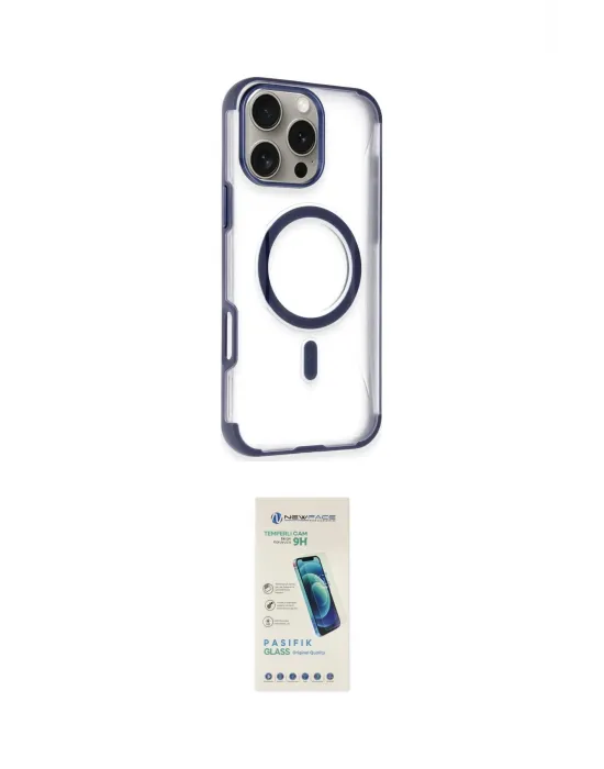 ieg™ iPhone 16 Pro Kılıf Eksen Klasik Koleksiyonu - Şeffaf Pasifik Cam Ekran Koruyucu