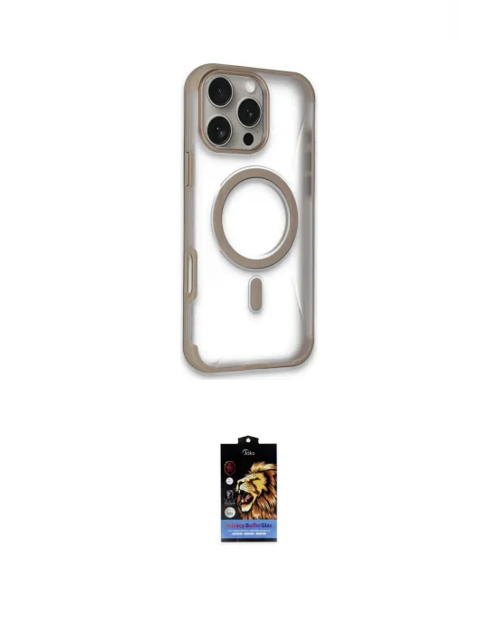 ieg™ iPhone 16 Pro Kılıf Eksen Klasik Koleksiyonu - Siyah Buffer Hayalet Cam Ekran Koruyucu