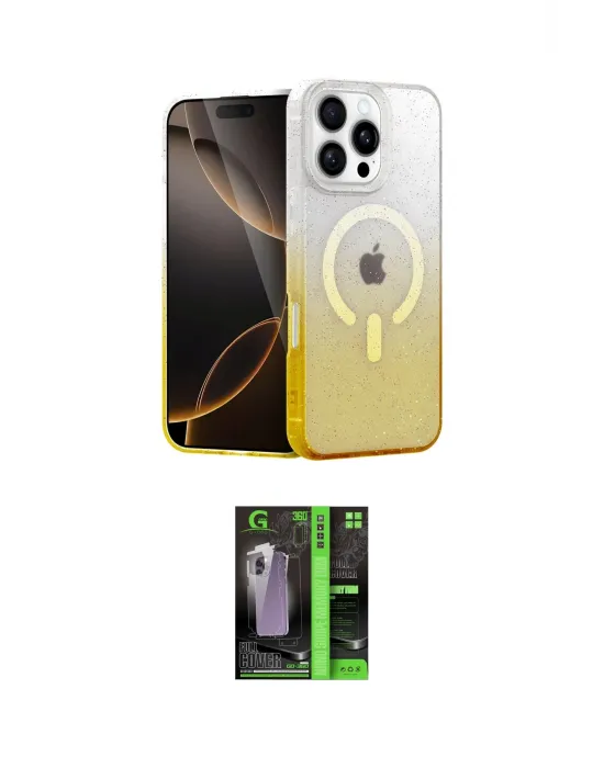 ieg™ iPhone 16 Pro Kılıf Eksen Minimal Özel Seri - Şeffaf 360 Full Body Arka Koruyucu