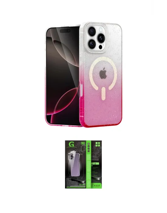 ieg™ iPhone 16 Pro Kılıf Eksen Minimal Özel Seri - Şeffaf 360 Full Body Arka Koruyucu