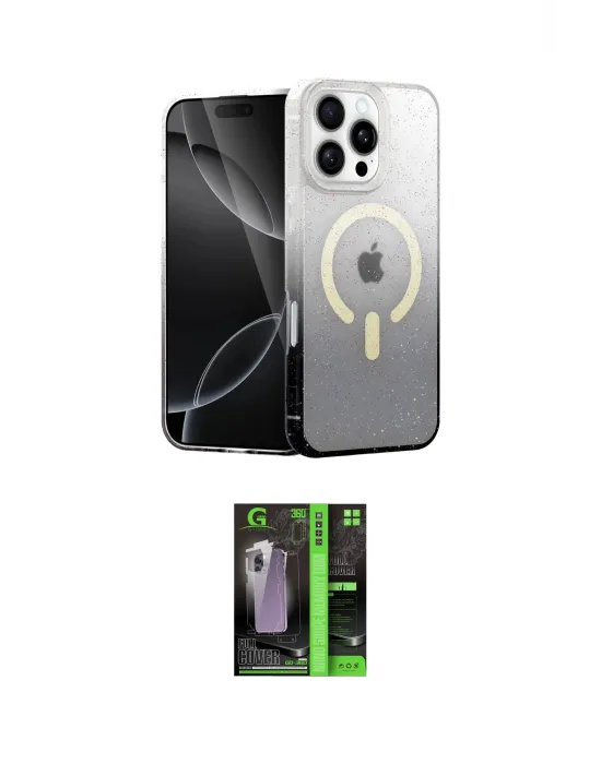 ieg™ iPhone 16 Pro Kılıf Eksen Minimal Özel Seri - Şeffaf 360 Full Body Arka Koruyucu