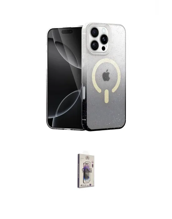 ieg™ iPhone 16 Pro Kılıf Eksen Minimal Özel Seri - Siyah Bilvis 3D Cam Ekran Koruyucu