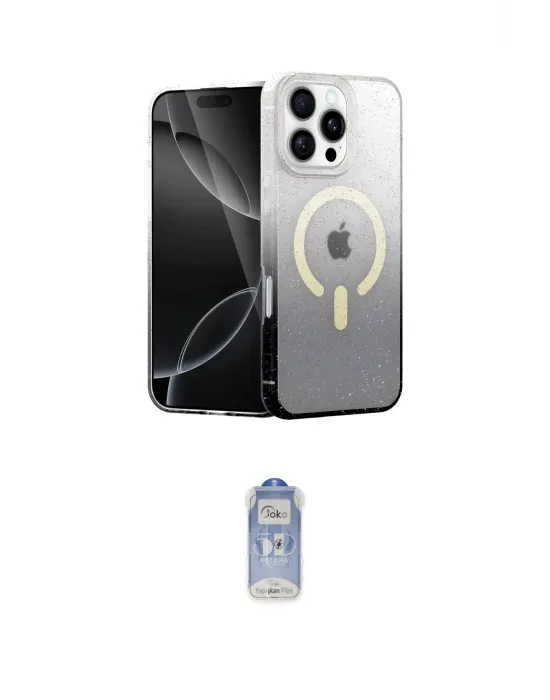 ieg™ iPhone 16 Pro Kılıf Eksen Minimal Özel Seri - Siyah Joko Magic 5D Cam