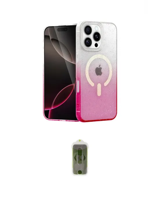 ieg™ iPhone 16 Pro Kılıf Eksen Minimal Özel Seri - Siyah Joko Magic 5D Hayalet Cam