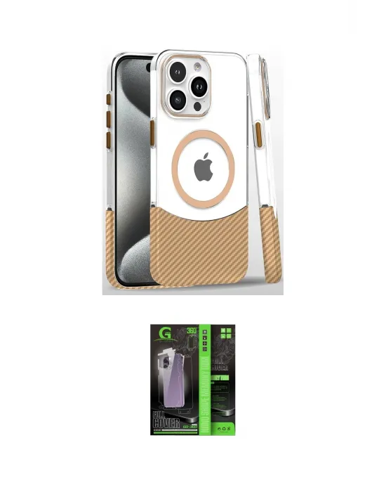 ieg™ iPhone 16 Pro Kılıf İz Asil Prime - Şeffaf 360 Full Body Arka Koruyucu