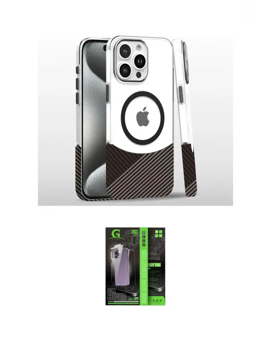 ieg™ iPhone 16 Pro Kılıf İz Asil Prime - Şeffaf 360 Full Body Arka Koruyucu