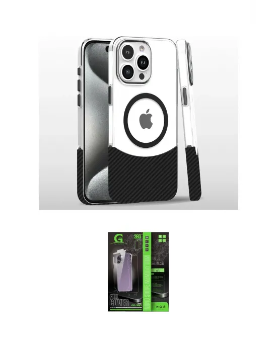 ieg™ iPhone 16 Pro Kılıf İz Asil Prime - Şeffaf 360 Full Body Arka Koruyucu