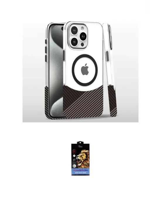 ieg™ iPhone 16 Pro Kılıf İz Asil Prime - Siyah Buffer Hayalet Cam Ekran Koruyucu