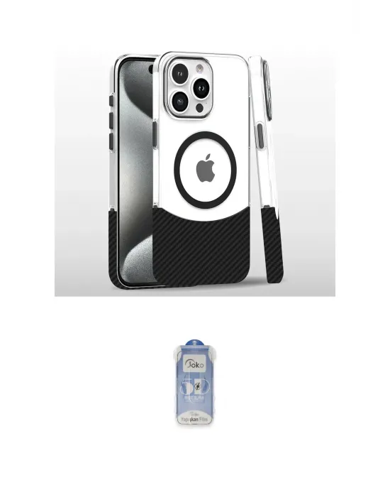 ieg™ iPhone 16 Pro Kılıf İz Asil Prime - Siyah Joko Magic 5D Cam