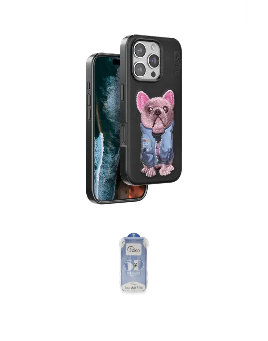 ieg™ iPhone 16 Pro Kılıf İz Minimal Koleksiyonu - Siyah Joko Magic 5D Cam