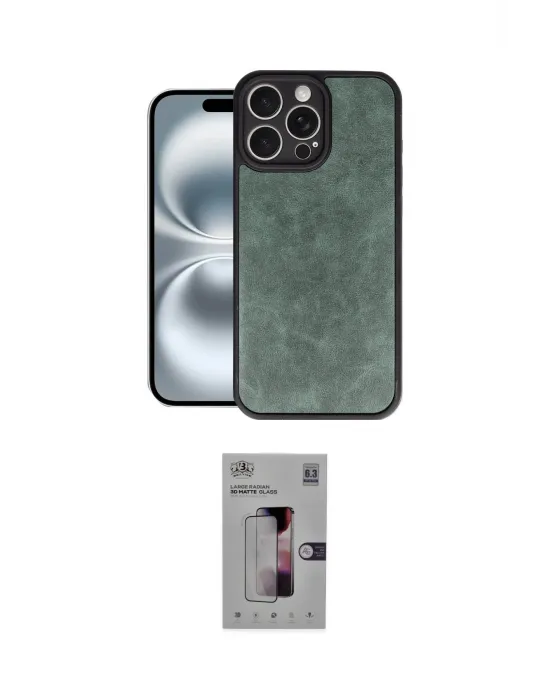 ieg™ iPhone 16 Pro Kılıf Kıvılcım Işık Serisi - Siyah Bilvis 3D Mat Cam Ekran Koruyucu