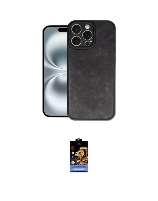 ieg™ iPhone 16 Pro Kılıf Kıvılcım Işık Serisi - Siyah Buffer Hayalet Cam Ekran Koruyucu