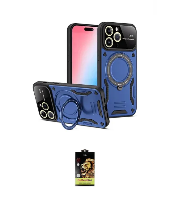 ieg™ iPhone 16 Pro Kılıf Kıvılcım Modern Serisi - Siyah Buffer Cam Ekran Koruyucu