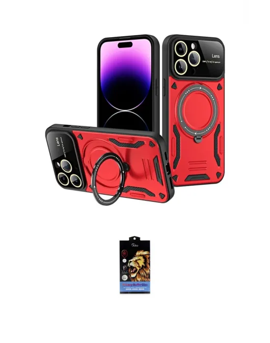 ieg™ iPhone 16 Pro Kılıf Kıvılcım Modern Serisi - Siyah Buffer Hayalet Cam Ekran Koruyucu