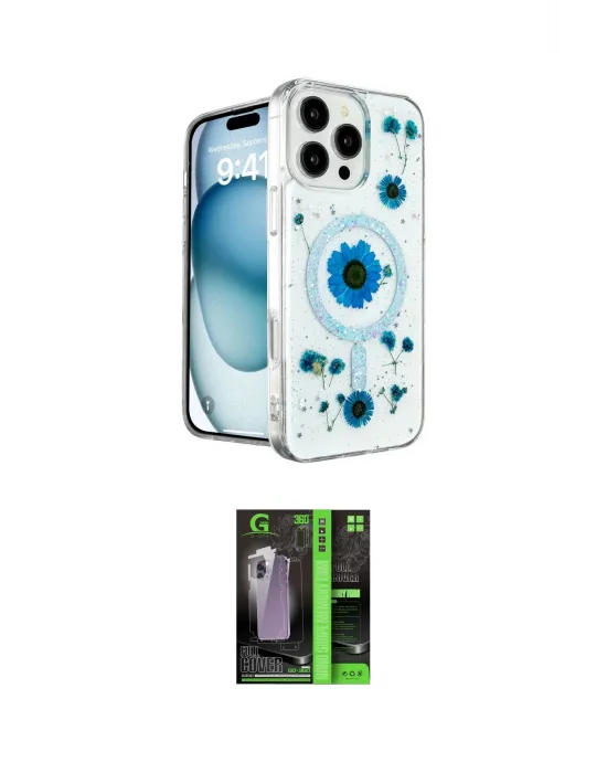 ieg™ iPhone 16 Pro Kılıf Kozmos Doku - Şeffaf 360 Full Body Arka Koruyucu