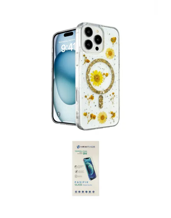 ieg™ iPhone 16 Pro Kılıf Kozmos Doku - Şeffaf Pasifik Cam Ekran Koruyucu