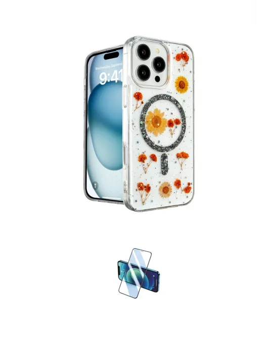 ieg™ iPhone 16 Pro Kılıf Kozmos Doku - Siyah 3D Antistatik Seramik Nano Ekran Koruyucu