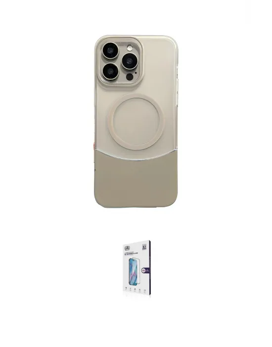 ieg™ iPhone 16 Pro Kılıf Kozmos Form Özel Seri - Siyah Bilvis 0.18mm Plus Cam Ekran Koruyucu