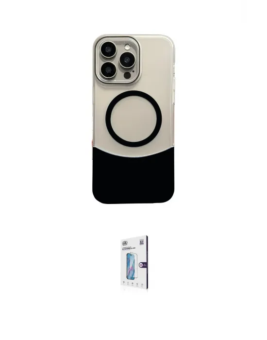 ieg™ iPhone 16 Pro Kılıf Kozmos Form Özel Seri - Siyah Bilvis 0.18mm Plus Cam Ekran Koruyucu